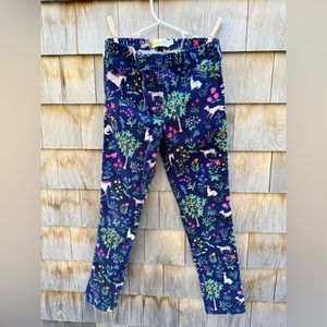 Mini Boden Girls Corduroy Navy Blue Forest Print Pants - size 140cm / 10Y